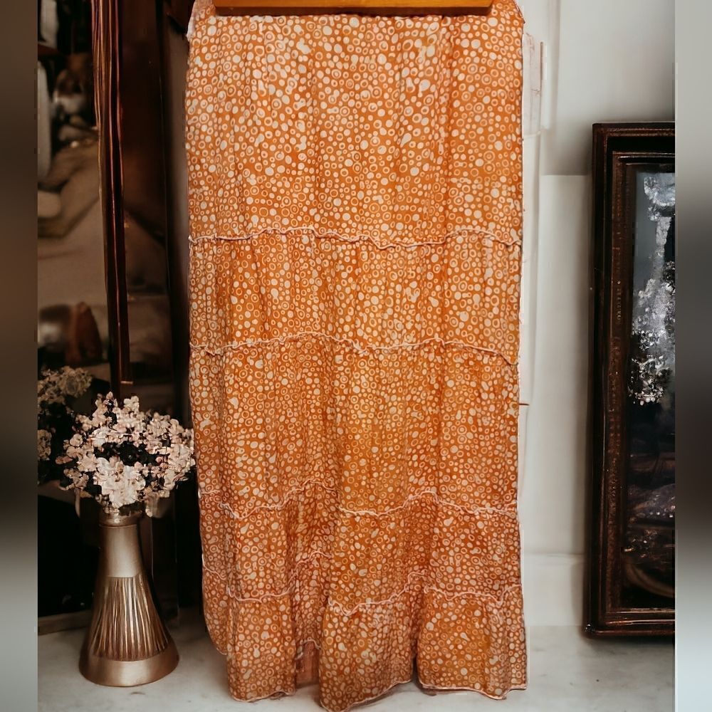 Orvis Ruffle Tiered Pullup Maxi Skirt Size S